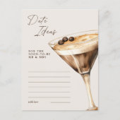 日付アイディアエスプレッソマルティーニブライダルシャワーゲーム ポストカード (正面)