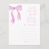 日付アイディアピンクボウブライダルシャワーゲーム ポストカード (正面)