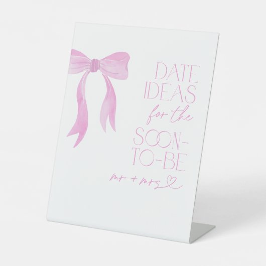日付アイディアピンクボウブライダルシャワーゲーム 台座サイン (正面)