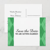 日付アーガイルはがきを緑で保存 案内ポストカード (正面/裏面)