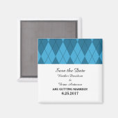 日付アーガイル磁石を青で保存 マグネット (正面/裏面)