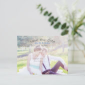 日付アーチタイポグラフィ写真はがきを保存 案内ポストカード (スタンド正面)