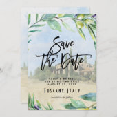 日付イタリアンカードを保存するオリーブ・トスカニーの結婚式 サンキューカード (正面/裏面)