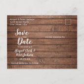 日付ウッドピーチ素朴メイスンジャーの結婚保存 案内ポストカード (裏面)
