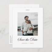 日付エレガントのはがきと写真を保存カスタムする 案内ポストカード (正面/裏面)