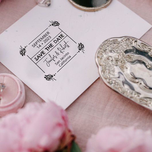 日付エレガントのカップルの保存 ラバースタンプ