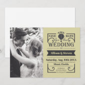 日付エレガントのカードを結婚フラット保存 セーブザデート (正面/裏面)