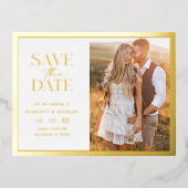 日付エレガントの保存 箔招待状ポストカード (正面)