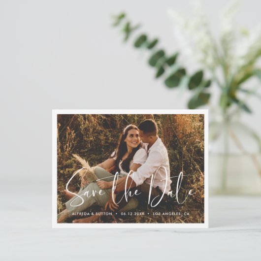 日付エレガントの写真を保存モダンする 案内ポストカード (スタンド正面)