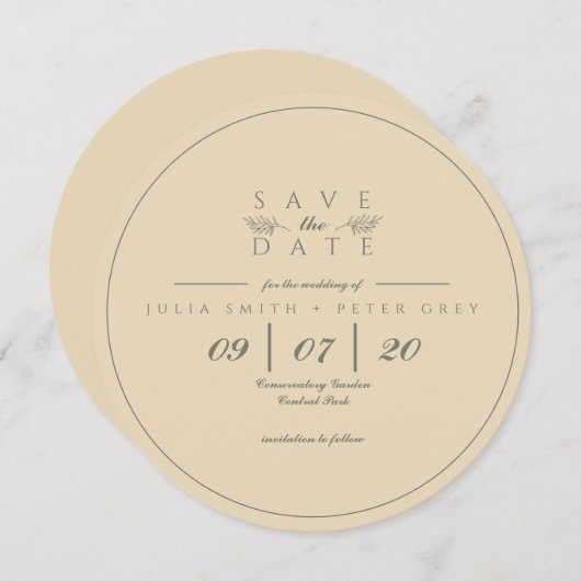 日付エレガントの招待を丸めて保存 招待状 (正面/裏面)