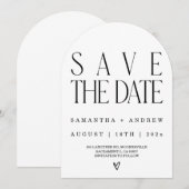 日付エレガントの白と黒のカードを保存 招待状 (正面/裏面)