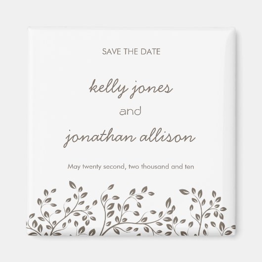 日付エレガントの磁石結婚を保存 マグネット (正面)