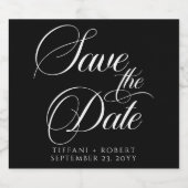 日付エレガントの編集可能な色を保存 スパークリングワインラベル (シングルラベル)