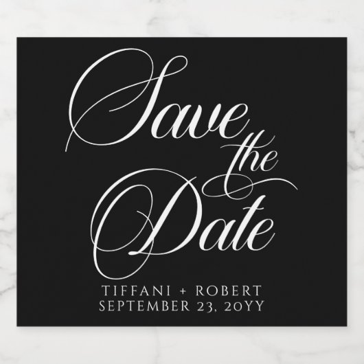 日付エレガントの編集可能な色を保存 スパークリングワインラベル (シングルラベル)