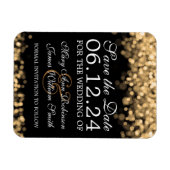 日付エレガントの金ゴールドライトを保存 マグネット (横)