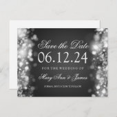 日付エレガントをシルバきらめくーに保存 案内ポストカード (正面/裏面)