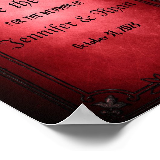 日付エレガントを保存したゴシック様式の結婚式 ポスター (角)