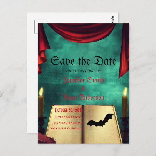 日付エレガントを保存したゴシック様式の結婚式 ポストカード (正面/裏面)