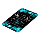 日付エレガントを保存する冬のターコイズ灯 マグネット (左側)