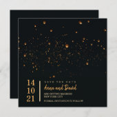 日付エレガントを保存する火のスカイランタン 招待状 (正面/裏面)