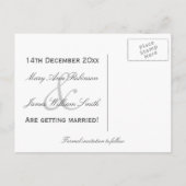 日付エレガントを紫色で保存 案内ポストカード (裏面)