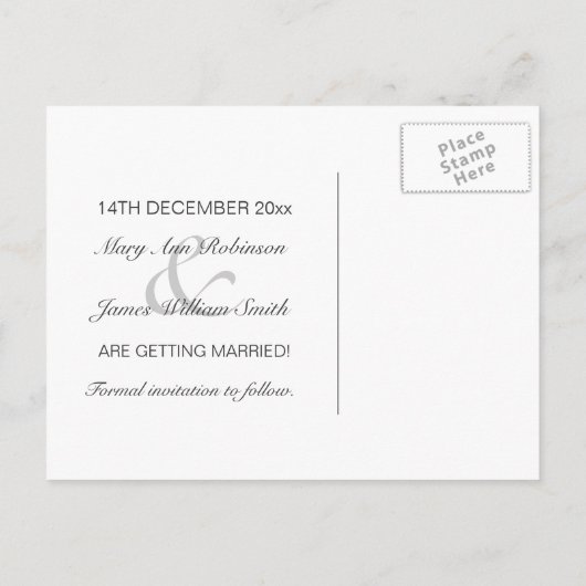 日付エレガントを黒に変更して保存 案内ポストカード (裏面)