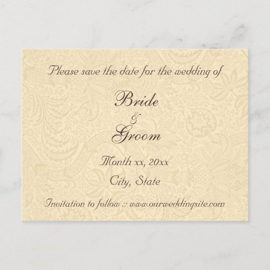 日付エレガントアイボリーフローラ葉書の保存 案内ポストカード (正面)