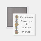 日付エレガントアンティークアートの磁石をカスタム保存 マグネット (正面/裏面)