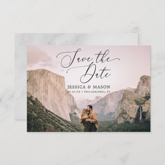 日付エレガントカードの保存 – 日付の保存 出欠カード (正面/裏面)