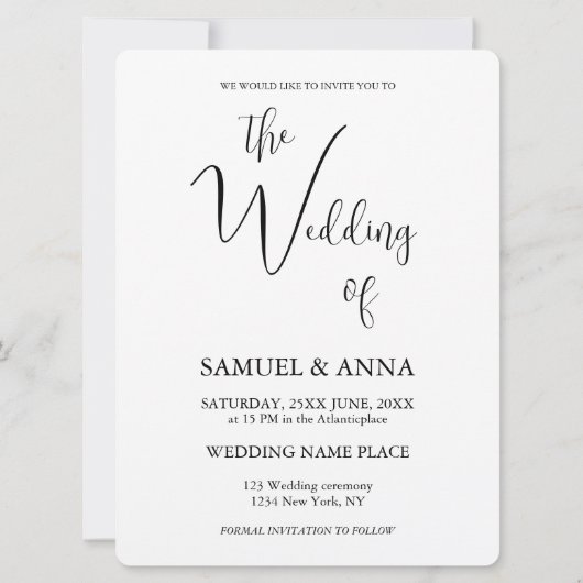 日付エレガントカードをフラットに保存 セーブザデート (裏面)