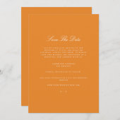 日付エレガントカードを保存する白とオレンジ 案内状 (正面/裏面)