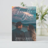 日付エレガントカードを白で保存 – 日付を保存 出欠カード (スタンド正面)