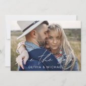 日付エレガントスクリプトの手書き写真の保存 セーブザデート (正面)