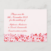 日付エレガントハートとbowsカードを保存する 案内ポストカード (裏面)