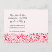 日付エレガントハートとbowsカードを保存する 案内ポストカード (裏面)