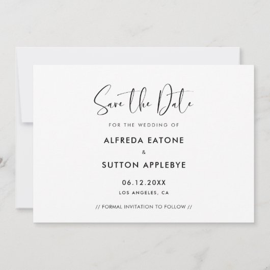 日付エレガントフォトモダンカードの保存 案内状 (裏面)