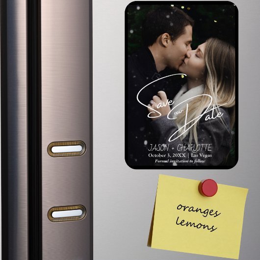 日付エレガントモダンの保存写真テンプレート マグネット