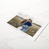 日付エレガント写真ミニマルバラ金ゴールドの保存 箔招待状 (回転した状態)