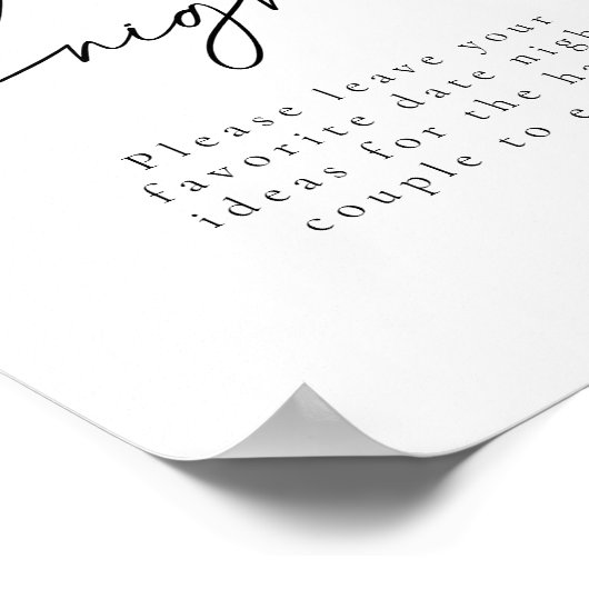 日付エレガント夜アイディアモダンブライダルシャワー記号 ポスター (角)