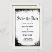 日付エレガント招待状を保存するゴシック式の結婚式 招待状 (正面/裏面)