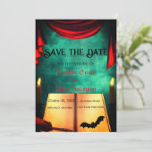 日付エレガント招待状を保存するゴシック式の結婚式 招待状 (スタンド正面)