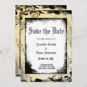 日付エレガント招待状を保存するゴシック式の結婚式 招待状 (正面/裏面)