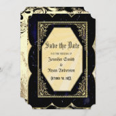 日付エレガント招待状を保存するゴシック式の結婚式 招待状 (正面/裏面)