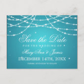 日付エレガント文字列の保存きらめくターコイズ 案内ポストカード (正面)