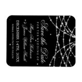 日付エレガント文字列を黒きらめくで保存 マグネット (横)