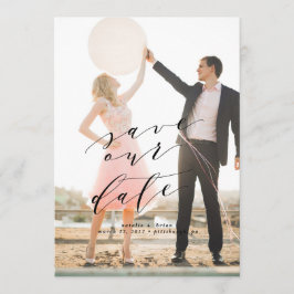 日付エレガント書道の写真カードを保存 セーブザデート