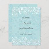 日付エレガント結婚式招待状の保存 案内ポストカード (正面/裏面)