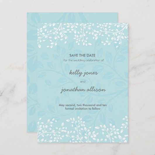 日付エレガント結婚式招待状の保存 案内ポストカード (正面/裏面)