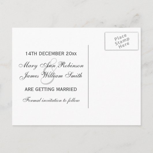 日付エレガント行を黒きらめくく保存 案内ポストカード (裏面)