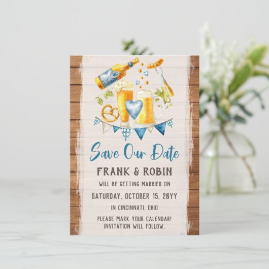 日付オクトーバーフェストの結婚バイエルンのカードを保存 招待状 (スタンド正面)